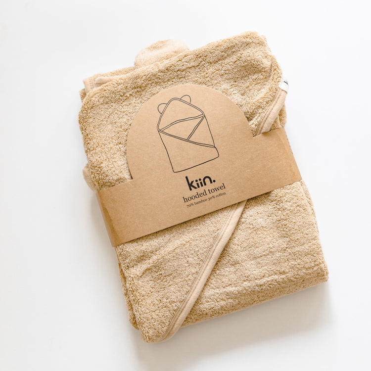 The Kiin Baby hooded towel is a bath time essential. It is both larger & thicker than most other baby towels on the market; made in a super soft, and luxuriously thick 600gsm cotton & bamboo blend, and measuring 90cm x 90cm.